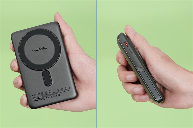 Pin sạc dự phòng Polymer 10000mAh Không dây Magnetic Type C PD 20W Mazer Boost MagAir13 Màu Xám