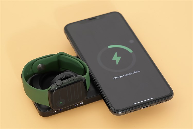 Pin sạc dự phòng Polymer 10000mAh không dây Magnetic 4 in 1 Type C PD 20W Mazer MagAir14 Duo Màu Đen