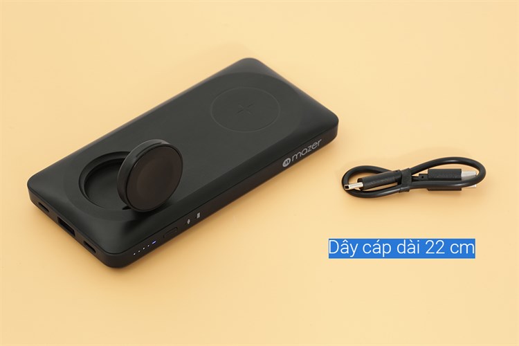 Pin sạc dự phòng Polymer 10000mAh không dây Magnetic 4 in 1 Type C PD 20W Mazer MagAir14 Duo Màu Đen