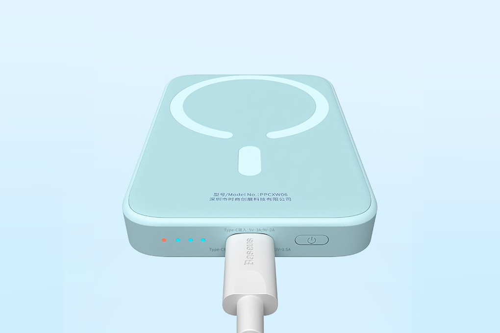 Pin sạc dự phòng Polymer 6000mAh không dây Magnetic Type C PD 20W Baseus PPCXM06 Màu Xanh