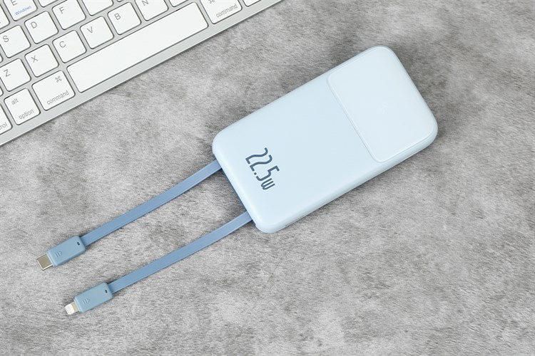 Pin sạc dự phòng Polymer 10000mAh Type C PD 22.5W Baseus Comet PPMD10 kèm cáp Lightning và Type C Màu Xanh