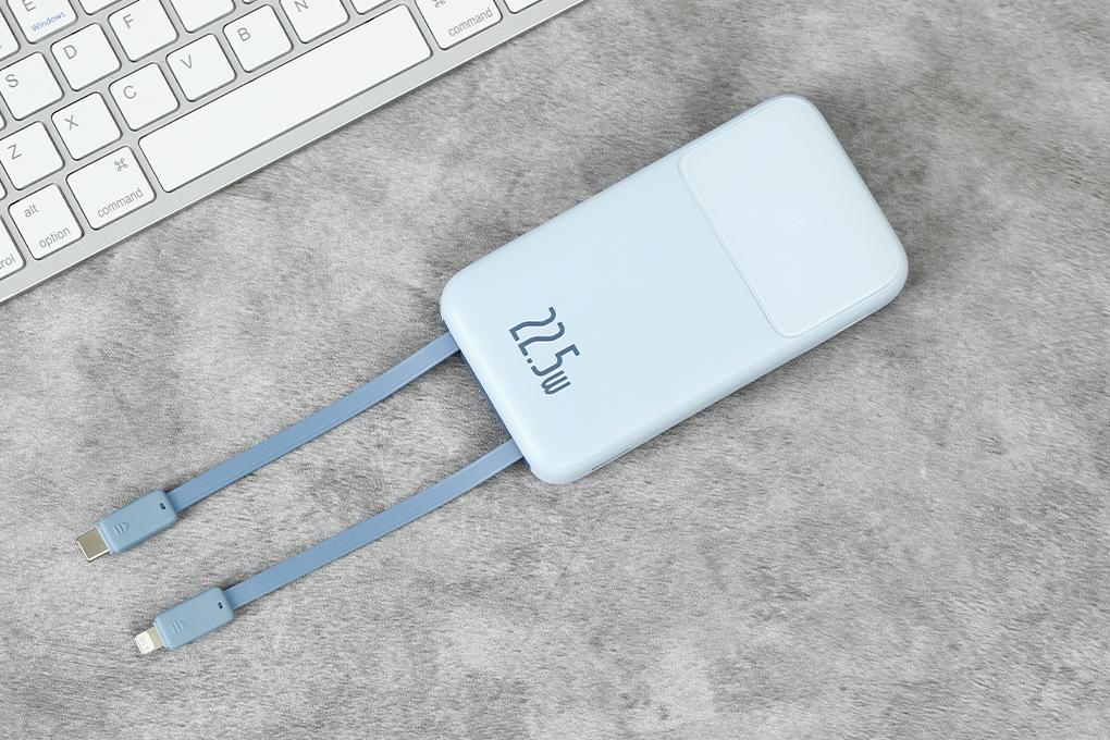 Pin sạc dự phòng Polymer 10000mAh Type C PD 22.5W Baseus Comet PPMD10 kèm cáp Lightning và Type C Màu Xanh