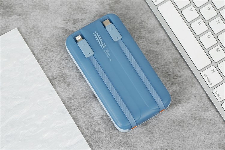 Pin sạc dự phòng Polymer 10000mAh Type C PD 22.5W Baseus Comet PPMD10 kèm cáp Lightning và Type C Màu Xanh
