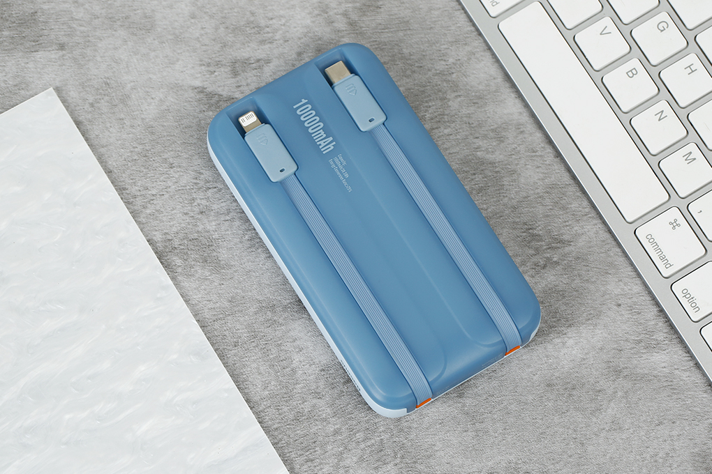 Pin sạc dự phòng Polymer 10000mAh Type C PD 22.5W Baseus Comet PPMD10 kèm cáp Lightning và Type C Màu Xanh