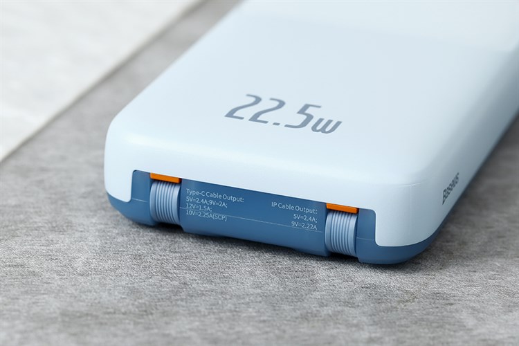 Pin sạc dự phòng Polymer 10000mAh Type C PD 22.5W Baseus Comet PPMD10 kèm cáp Lightning và Type C Màu Xanh