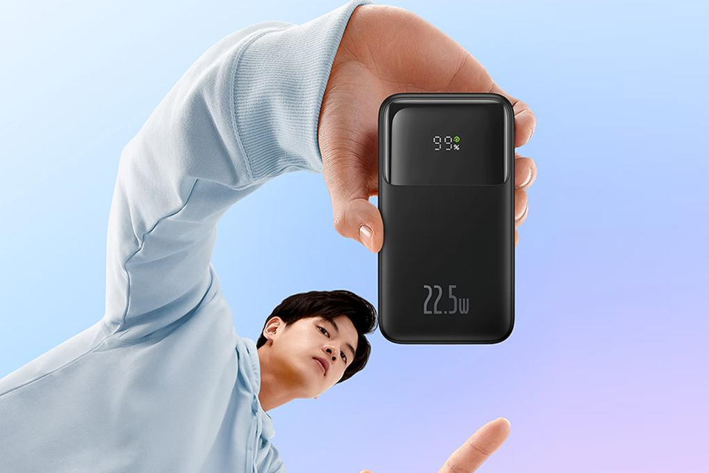 Pin sạc dự phòng Polymer 10000mAh Type C PD 22.5W Baseus Comet PPMD10 kèm cáp Lightning và Type C Màu Đen