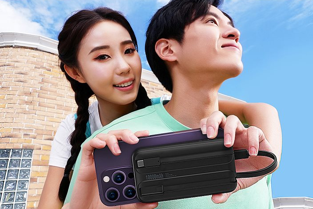Pin sạc dự phòng Polymer 10000mAh Type C PD 22.5W Baseus Comet PPMD10 kèm cáp Lightning và Type C Màu Đen