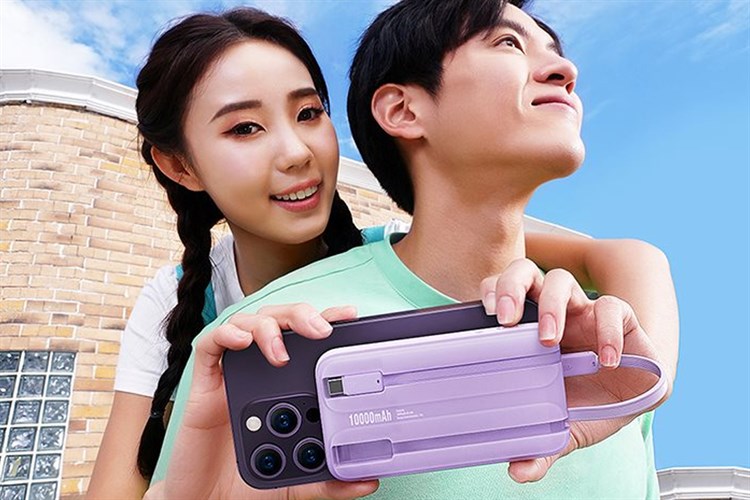 Pin sạc dự phòng Polymer 10000mAh Type C PD 22.5W Baseus Comet PPMD10 kèm cáp Lightning và Type C Màu Tím