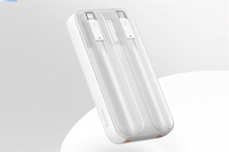 Pin sạc dự phòng Polymer 10000mAh Type C PD 22.5W Baseus Comet PPMD10 kèm cáp Lightning và Type C Màu Trắng