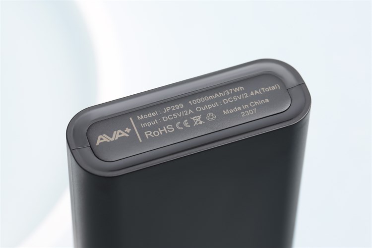 Pin sạc dự phòng Polymer 10000mAh 12W AVA+ JP299 Màu Đen