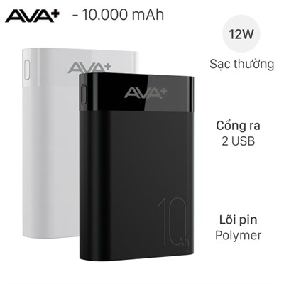 Pin sạc dự phòng Polymer 10000mAh 12W AVA+ JP299