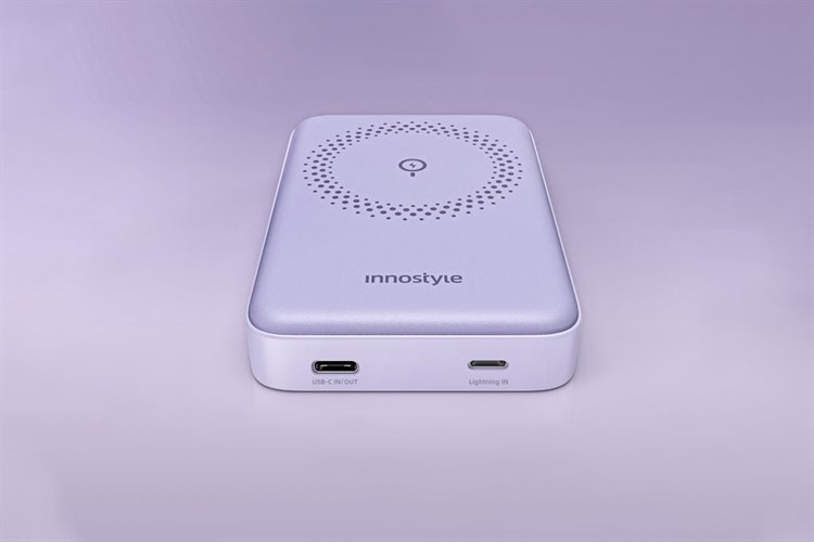 Pin sạc dự phòng 10000mAh không dây Magnetic Type C PD 20W Innostyle PowerMag 2in1 IS20PD Màu Tím
