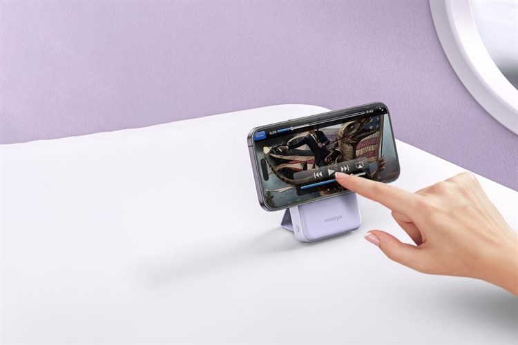 Pin sạc dự phòng 10000mAh không dây Magnetic Type C PD 20W Innostyle PowerMag 2in1 IS20PD Màu Tím