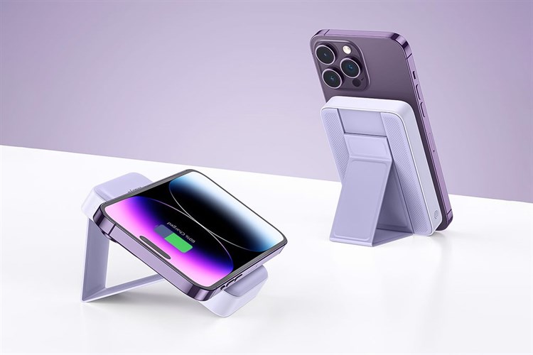 Pin sạc dự phòng 10000mAh không dây Magnetic Type C PD 20W Innostyle PowerMag 2in1 IS20PD Màu Tím