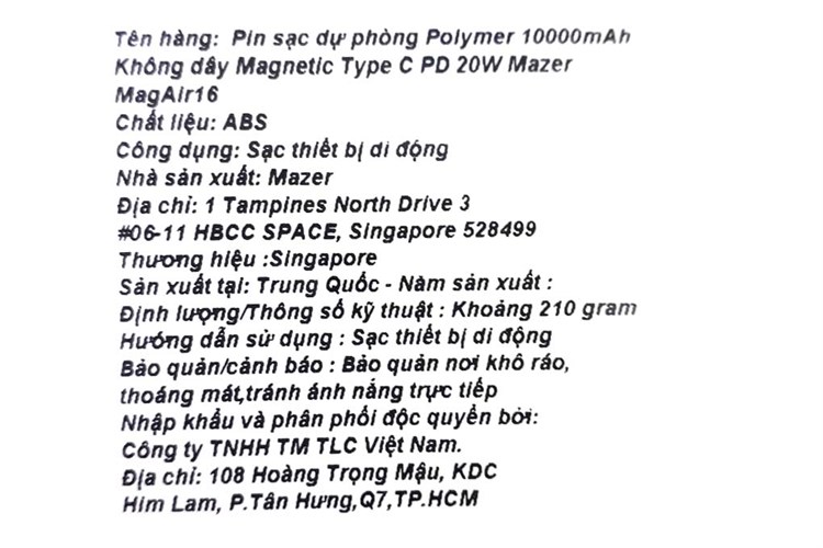 Pin sạc dự phòng Polymer 10000mAh không dây Magnetic Type C PD 20W Mazer MagAir16 Màu Xám