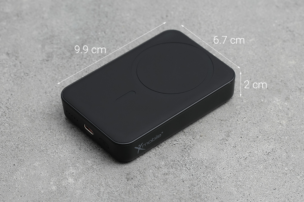 Pin sạc dự phòng Polymer 10000mAh không dây Magnetic Type C PD 20W Xmobile T156 Màu Đen