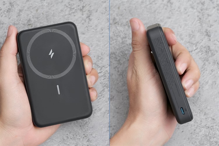 Pin sạc dự phòng 10000mAh không dây Magnetic Type C PD QC 3.0 20W Anker MagGo A1641 Màu Đen