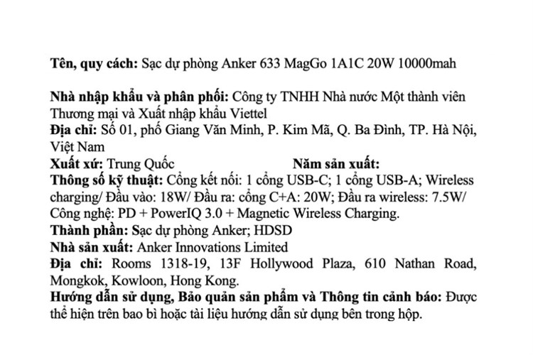 Pin sạc dự phòng 10000mAh không dây Magnetic Type C PD QC 3.0 20W Anker MagGo A1641 Màu Đen