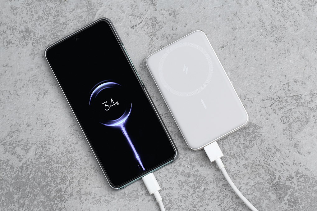 Pin sạc dự phòng 10000mAh không dây Magnetic Type C PD QC 3.0 20W Anker MagGo A1641 Màu Trắng