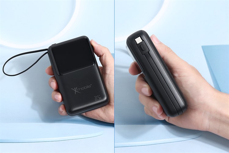 Pin sạc dự phòng Polymer 20000mAh Type C PD QC 3.0 22.5W Xmobile S2032 kèm cáp Lightning và Type C Màu Đen