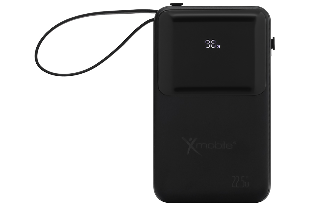 Pin sạc dự phòng Polymer 20000mAh Type C PD QC 3.0 22.5W Xmobile S2032 kèm cáp Lightning và Type C Màu Đen