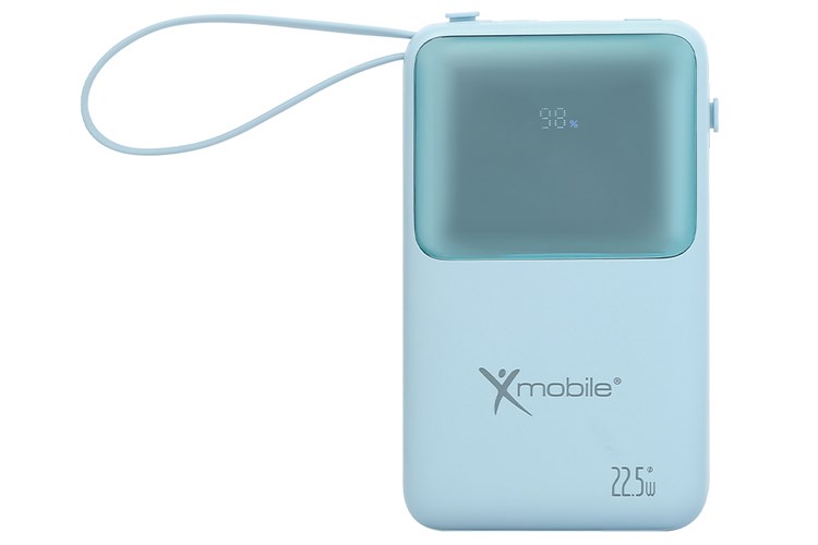 Pin sạc dự phòng Polymer 20000mAh Type C PD QC 3.0 22.5W Xmobile S2032 kèm cáp Lightning và Type C Màu Xanh