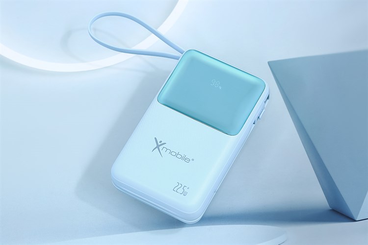 Pin sạc dự phòng Polymer 20000mAh Type C PD QC 3.0 22.5W Xmobile S2032 kèm cáp Lightning và Type C Màu Xanh
