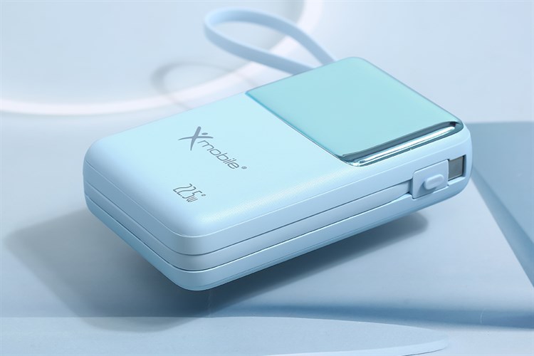 Pin sạc dự phòng Polymer 20000mAh Type C PD QC 3.0 22.5W Xmobile S2032 kèm cáp Lightning và Type C Màu Xanh