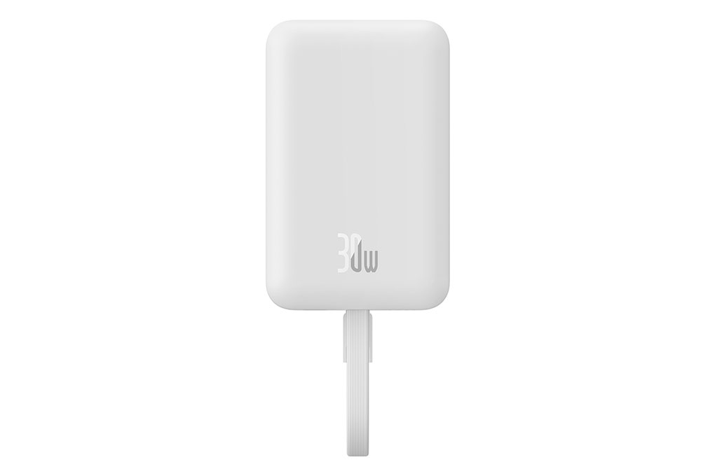 Pin sạc dự phòng Polymer 10000mAh không dây Magnetic Type C PD 30W Baseus PPCXM10T kèm cáp Type C Màu Trắng