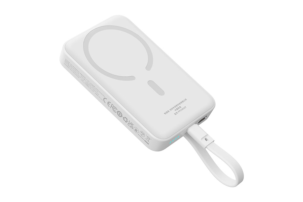 Pin sạc dự phòng Polymer 10000mAh không dây Magnetic Type C PD 30W Baseus PPCXM10T kèm cáp Type C Màu Trắng