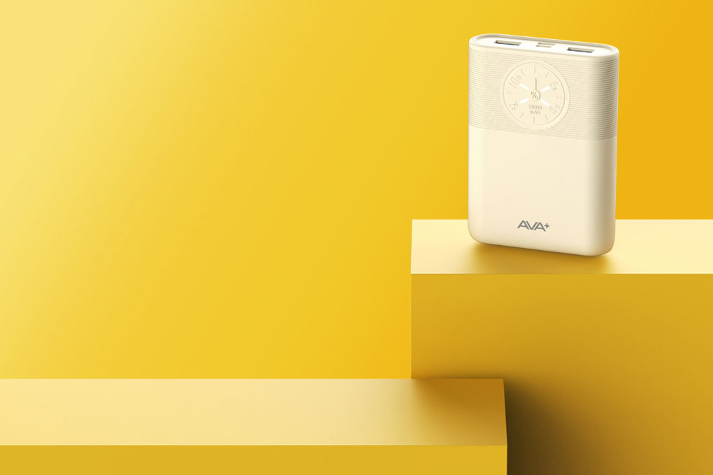 Pin sạc dự phòng Polymer 10000mAh 12W AVA+ DS266C Màu Vàng nhạt