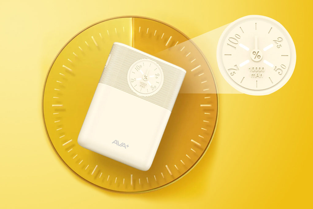 Pin sạc dự phòng Polymer 10000mAh 12W AVA+ DS266C Màu Vàng nhạt