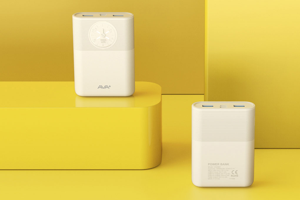 Pin sạc dự phòng Polymer 10000mAh 12W AVA+ DS266C Màu Vàng nhạt