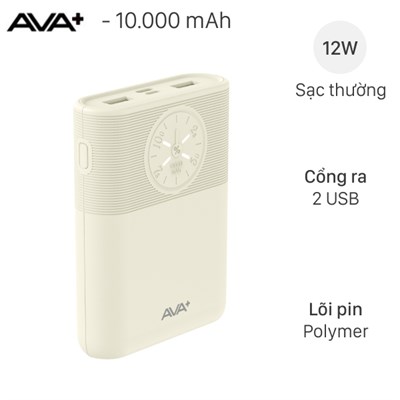 Pin sạc dự phòng Polymer 10000mAh 12W AVA+ DS266C