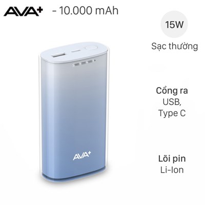 Pin sạc dự phòng 10000mAh Type C 15W AVA+ DS608A