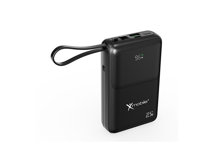 Pin sạc dự phòng Polymer 20000mAh Type C PD QC 3.0 22.5W Xmobile S2032U kèm cáp Lightning và Type C Màu Đen