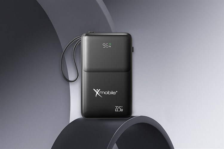 Pin sạc dự phòng Polymer 20000mAh Type C PD QC 3.0 22.5W Xmobile S2032U kèm cáp Lightning và Type C Màu Đen