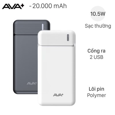 Pin sạc dự phòng Polymer 20000mAh 10.5W AVA+ Q7