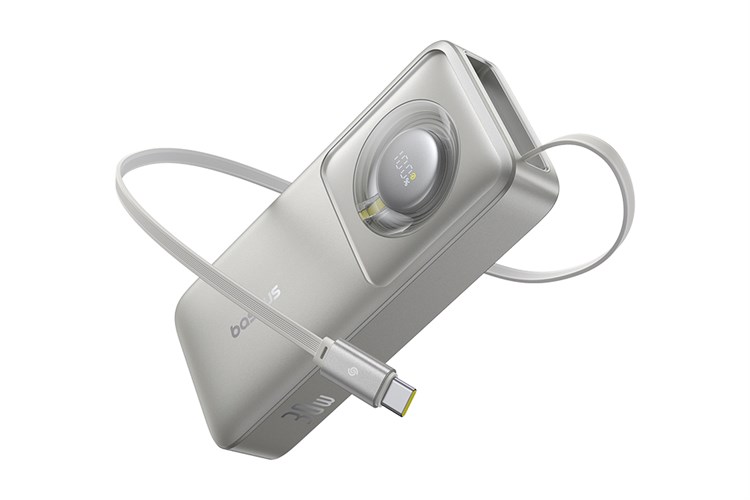 Pin sạc dự phòng Polymer 10000mAh Type C PD 30W Baseus Free2Pull PPSS1030 kèm Cáp Type C Màu Xám