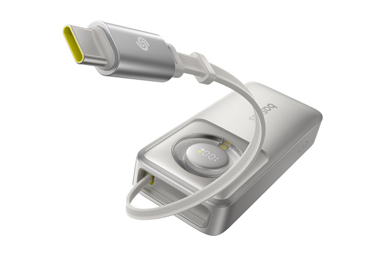 Pin sạc dự phòng Polymer 10000mAh Type C PD 30W Baseus Free2Pull PPSS1030 kèm Cáp Type C Màu Xám