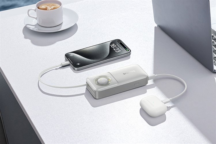 Pin sạc dự phòng Polymer 10000mAh Type C PD 30W Baseus Free2Pull PPSS1030 kèm Cáp Type C Màu Xám