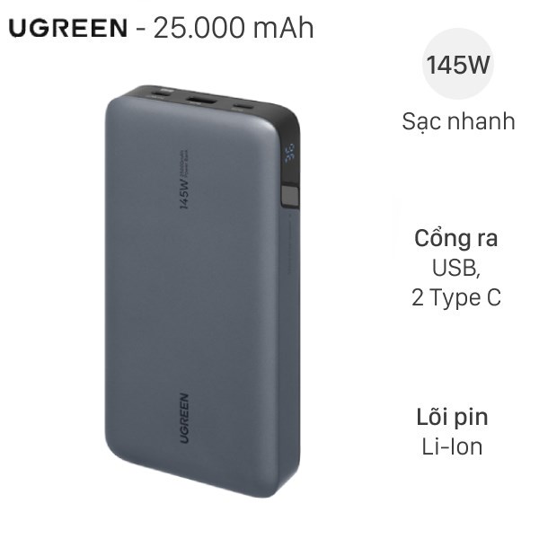 Pin Sạc Dự Phòng 25000Mah Type C Pd Qc 3.0 145W Ugreen Pb205 90597A