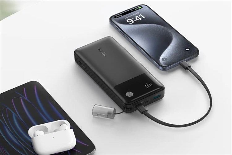 Pin sạc dự phòng 20000mAh Type C PD QC 3.0 30W Anker A1384 kèm Cáp Type C Màu Đen