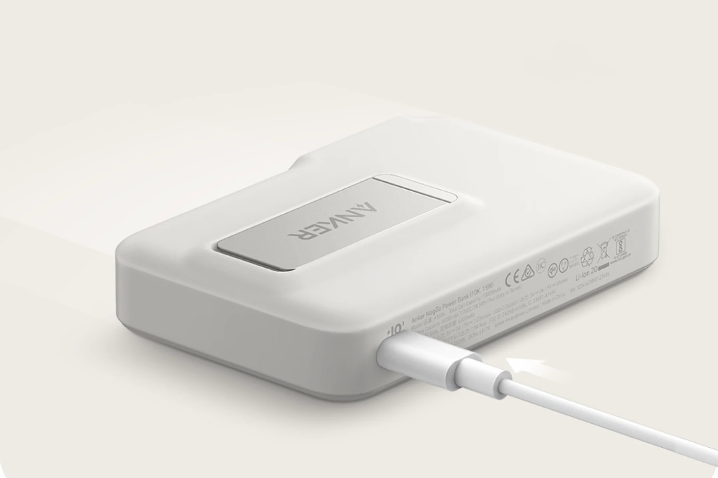 Pin sạc dự phòng Polymer 10000mAh không dây Magnetic Qi2 Type C PD 27W Anker MagGo A1654 Màu Trắng