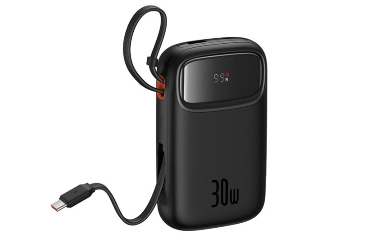 Pin sạc dự phòng Polymer 10000mAh Type C PD 30W Baseus Qpow 2 PPQD4-10C kèm Cáp Type C Màu Đen