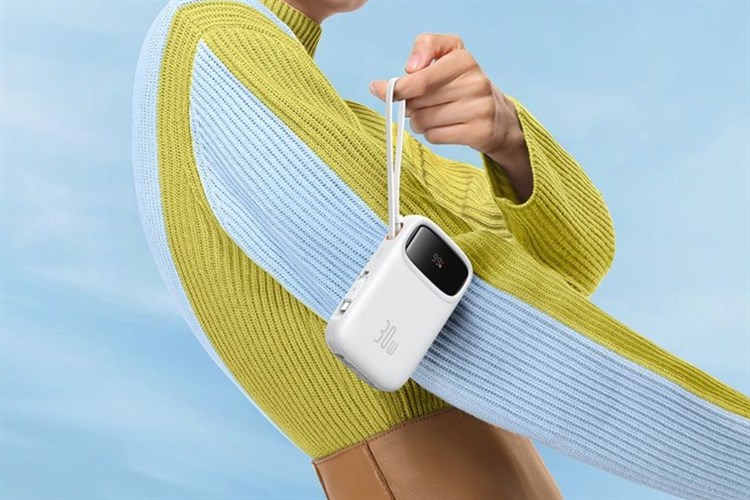 Pin sạc dự phòng Polymer 10000mAh Type C PD 30W Baseus Qpow 2 PPQD4-10C kèm Cáp Type C Màu Trắng