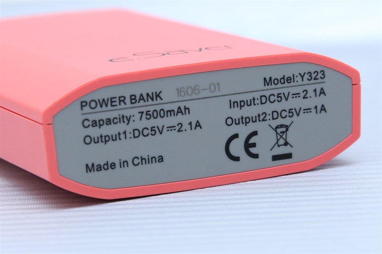 Pin sạc dự phòng eSaver 7.500 mAh Y323 Màu Hồng