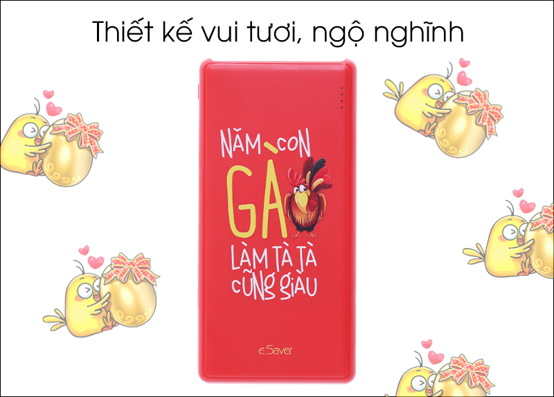 Pin sạc dự phòng Polymer 10000mah eSaver Maya 10 Gà Đỏ - Gọn nhẹ, thiết kế đẹp mắt và ngộ nghĩnh Pin sạc dự phòng Polymer 10000mah eSaver Maya 10 Gà Đỏ - Gọn nhẹ, thiết kế đẹp mắt và ngộ nghĩnh