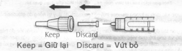 Tháo nắp kim ngoài và giữ nó lại để tháo kim sau khi tiêm xong.  Tháo nắp klm trong và vứt bỏ.