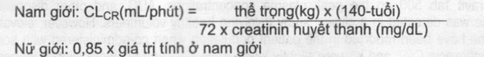 Khi chỉ có số liệu về nồng độ creatinin-huyết thanh, có thể dùng công thức sau đây để đánh giá độ thanh lọc creatinin: